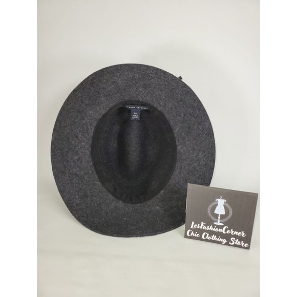 Banana Republic Gray 100% Wool Fedora Hat with Black Trim S/M 1529 - Picture 11 of 13
